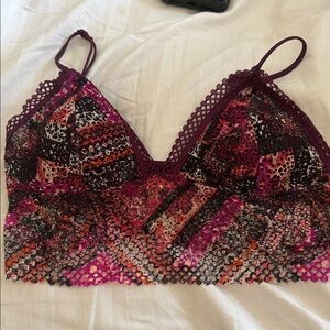 Victorias Secret Women’s Lace Bralette - Burgundy Multi Print